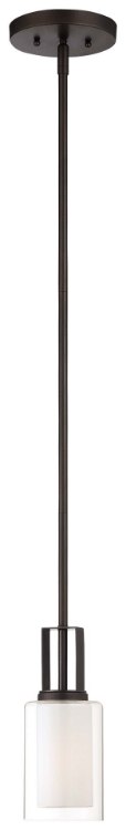 Foto para 100w SW 1 Light Mini Pendant Smoked Iron Etched White