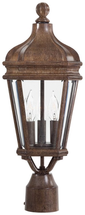 Foto para 40w SW 3 Lt Outdoor Post Mount Vintage Rust Clear Beveled