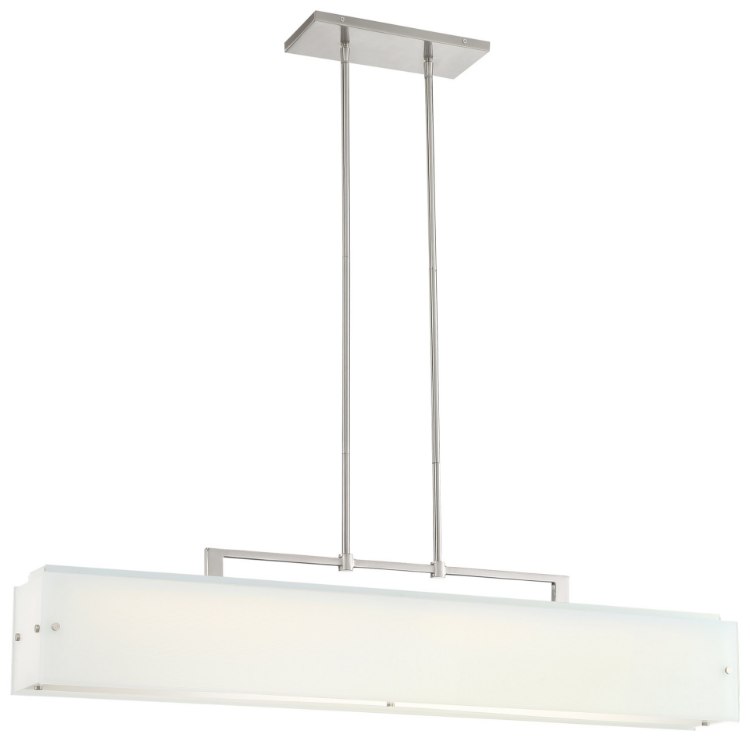 Foto para 64w WW Island Light Brushed Nickel Etched White Reeded Glass