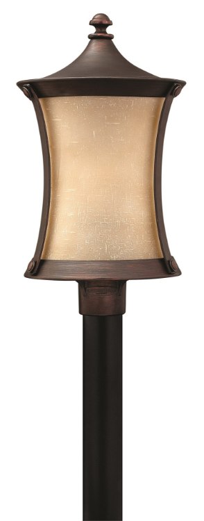 Foto para 15w Outdoor Thistledown LED Amber Linen Victorian Bronze Post Top/ Pier Mount