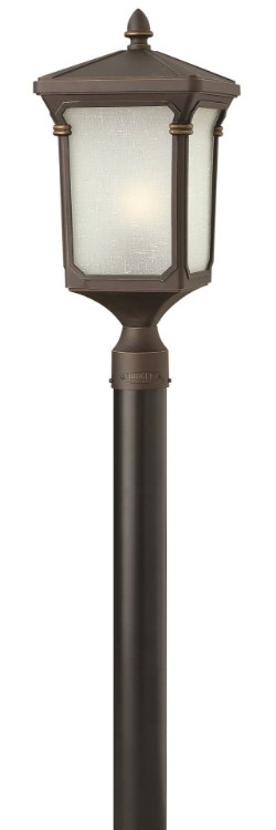 Foto para 26w Outdoor Stratford GU24 White Linen Seedy Panels Oil Rubbed Bronze Post Top/ Pier Mount