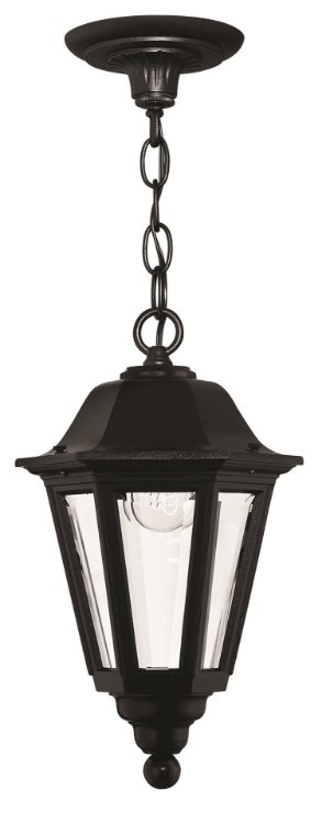 Foto para 60w Outdoor Manor House MED Clear Beveled Panels Black Hanging