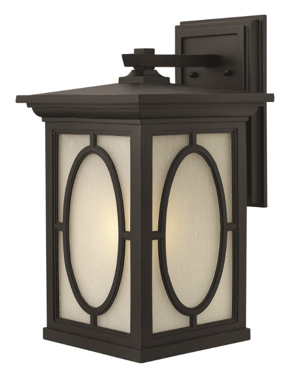 Foto para 15w Outdoor Randolph LED Clear Seedy and Etched Seedy Glass Panels (Option) Black Large Wall Mount