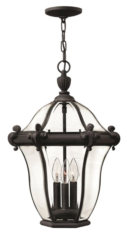 Foto para 40w Outdoor San Clemente CAND Clear, Bent, Beveled and Bound Museum Black Hanging