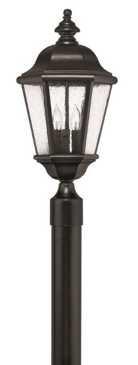 Foto para 40w Outdoor Edgewater CAND Clear Seedy Panels Black Post Top/ Pier Mount