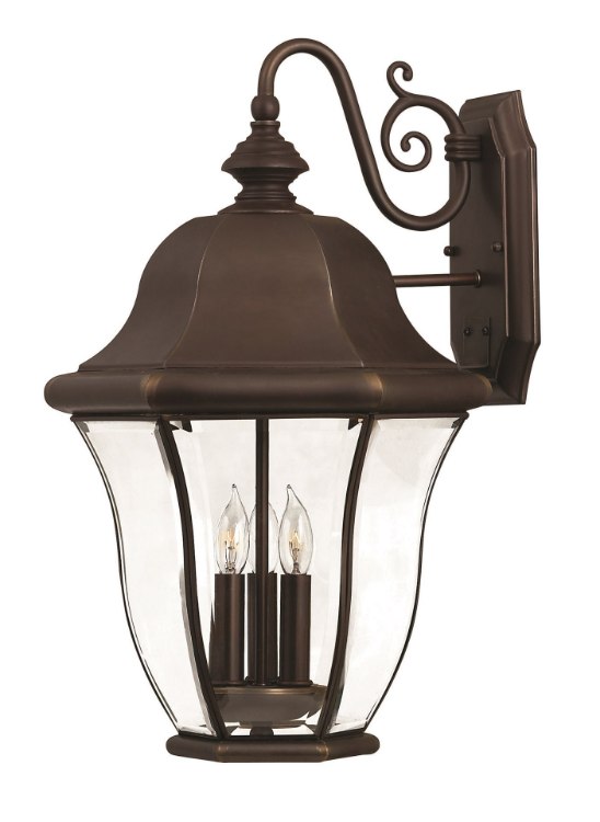 Foto para 40w Outdoor Monticello CAND Clear, Bent, Beveled and Bound Copper Bronze Large Wall Mount
