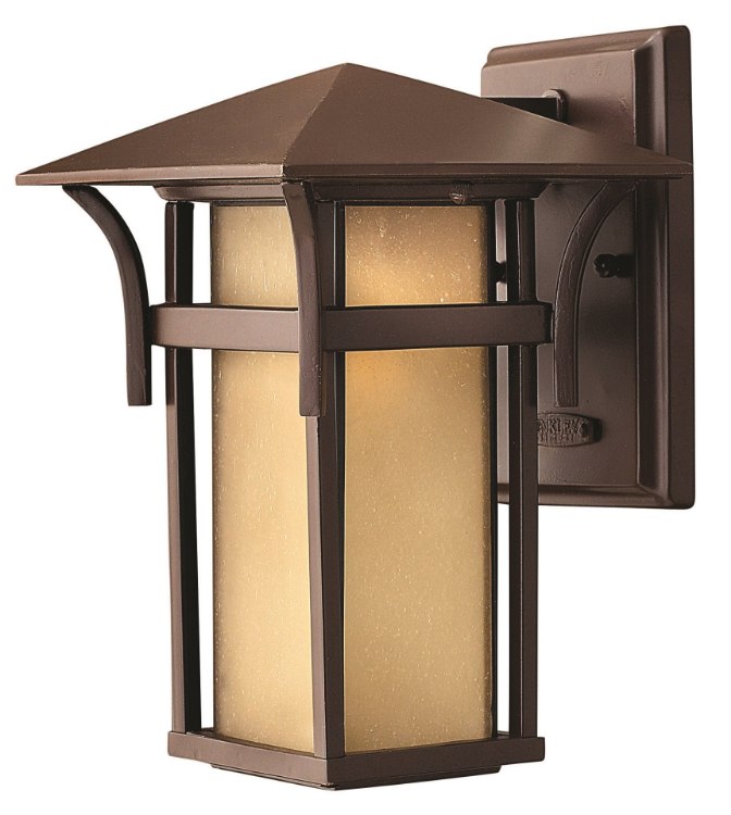 Foto para 60w Outdoor Harbor MED Etched Amber Seedy Bound Anchor Bronze Small Wall Mount