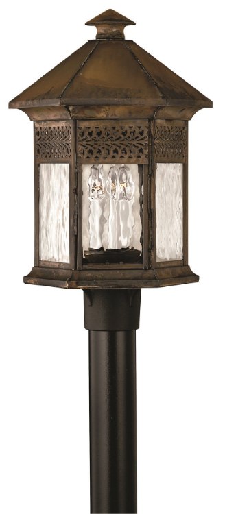 Foto para 40w Outdoor Westwinds CAND Clear Water Glass Panels Sienna Post Top/ Pier Mount