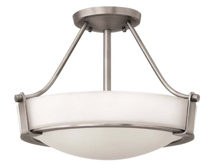 Foto para 32w Foyer Hathaway LED Etched Antique Nickel Semi-flush Mount