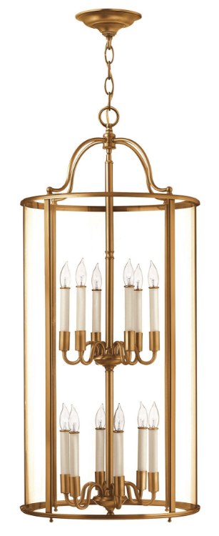 Foto para 60w Foyer Gentry CAND Clear Rounded Panels Heirloom Brass Two Tier Foyer