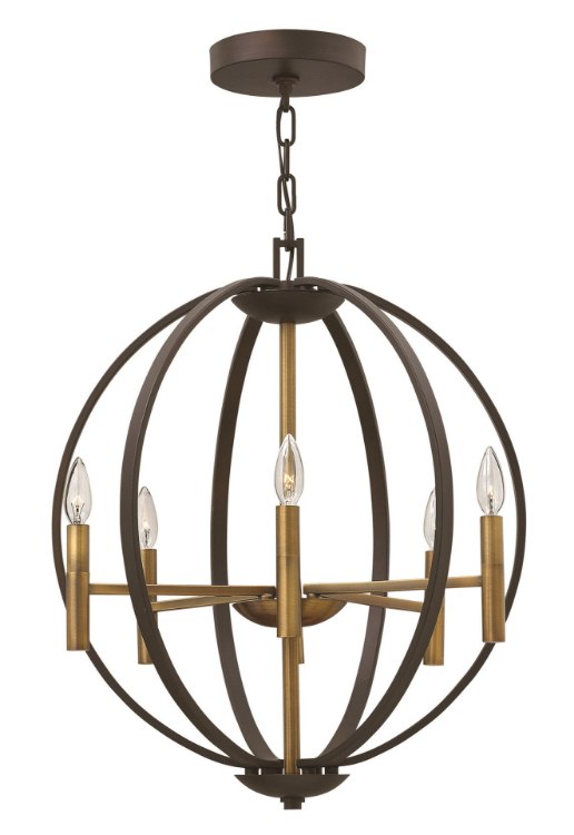 Foto para 60w Chandelier Euclid CAND Spanish Bronze Single Tier Foyer