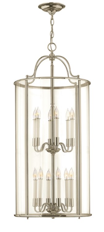 Picture of 60w Foyer Gentry CAND Clear Rounded Panels Polished Nickel Two Tier Foyer