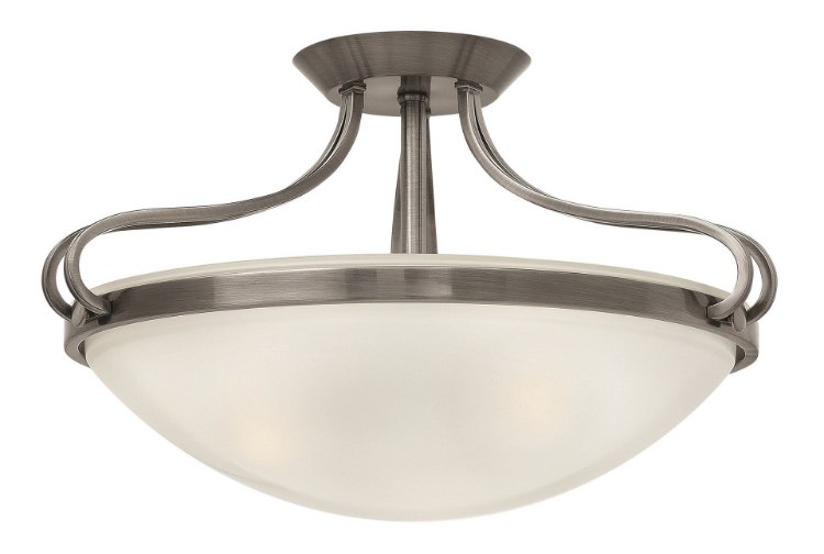 Foto para 100w Foyer Paxton MED Clear Etched Polished Antique Nickel Semi-flush Mount