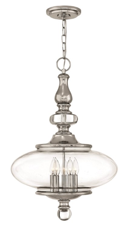Foto para 60w Chandelier Wexley CAND Clear Polished Nickel Single Tier