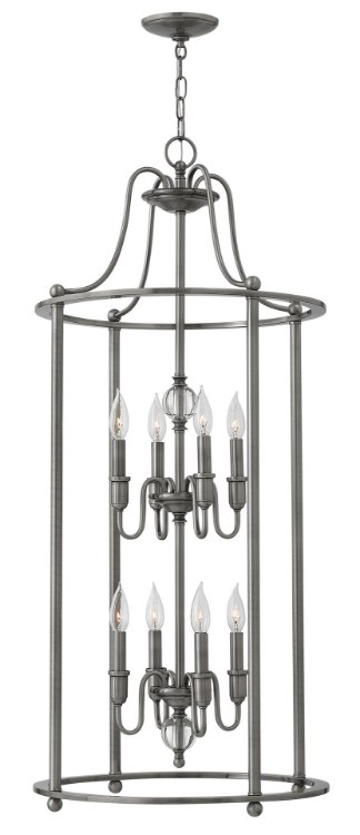 Foto para 60w Chandelier Elaine CAND Polished Antique Nickel Two Tier Foyer