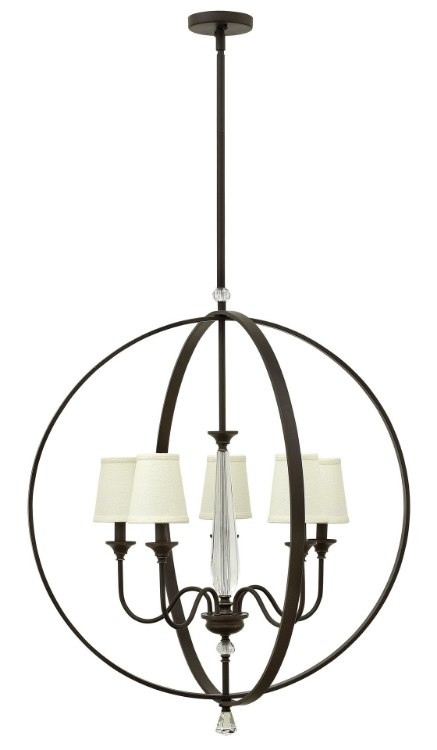 Foto para 60w Chandelier Waverly CAND Oil Rubbed Bronze Stem Hung Foyer