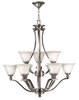 Foto para 100w Chandelier Bolla MED Etched Opal Brushed Nickel Two Tier Foyer