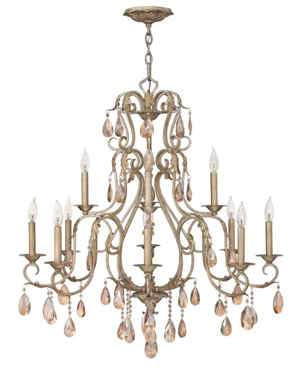 Foto para 60w Chandelier Carlton CAND Silver Leaf Two Tier Foyer