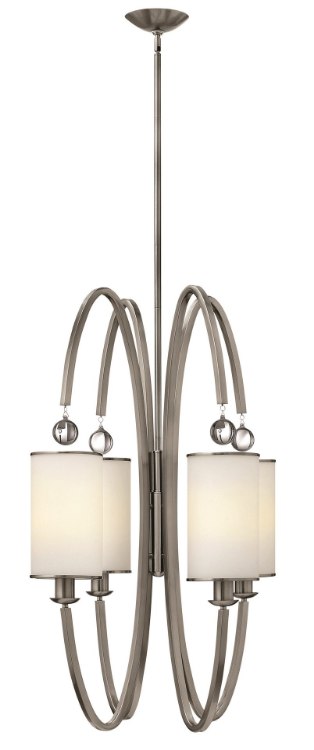 Foto para 100w Foyer Monaco MED Etched Opal Metal Trimmed Glass Shade Brushed Nickel Stem Hung Foyer