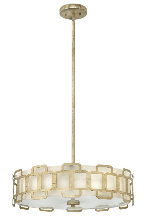 Picture of 60w Foyer Sabina MED Etched Lens Silver Leaf Stem Hung Pendant Foyer