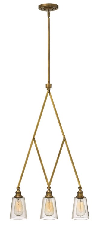 Foto para 60w Chandelier Gatsby MED Clear Heritage Brass Stem Hung Linear
