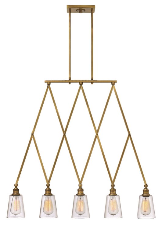 Foto para 60w Chandelier Gatsby MED Clear Heritage Brass Stem Hung Linear