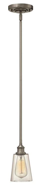 Foto para 60w Mini-Pendant Gatsby MED Clear Polished Antique Nickel