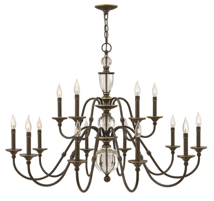 Foto para 60w Chandelier Eleanor CAND Light Oiled Bronze Two Tier Foyer