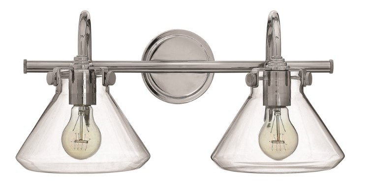 Foto para 100w Bath Congress MED Clear Glass Chrome Bath Two Light