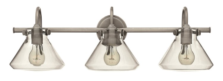 Foto para 100w Bath Congress MED Clear Glass Antique Nickel Bath Three Light