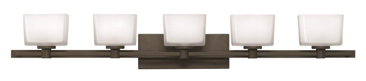 Foto para 60w Bath Taylor G-9 Etched White Buckeye Bronze Bath Five Light
