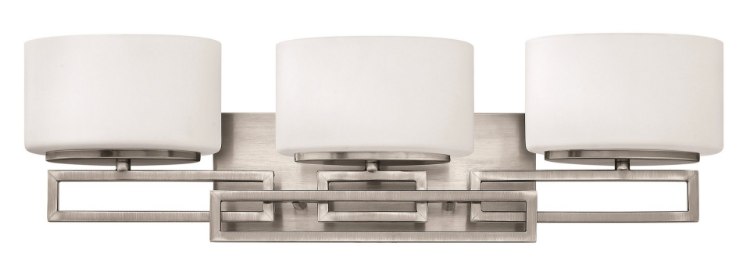 Foto para 60w Bath Lanza G-9 Etched Opal Antique Nickel Bath Three Light