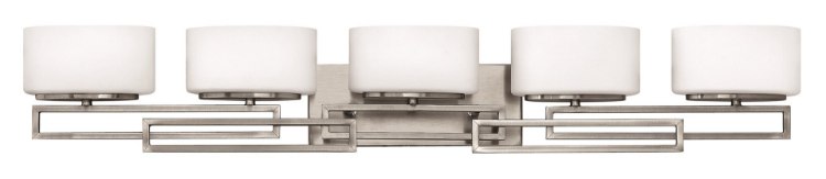 Foto para 60w Bath Lanza G-9 Etched Opal Antique Nickel Bath Five Light