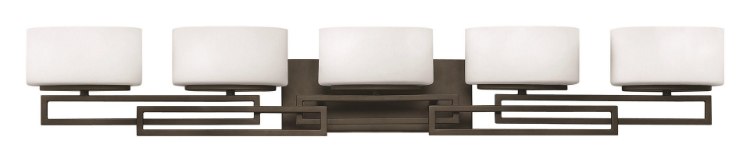 Foto para 4.5w Bath Lanza G9 LED Etched Opal Buckeye Bronze Bath Five Light