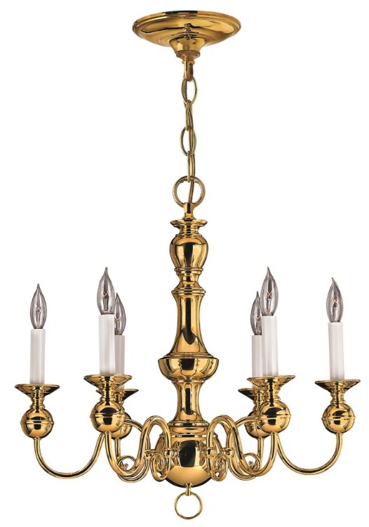 Foto para 60w Chandelier Virginian CAND Polished Brass Single Tier Foyer
