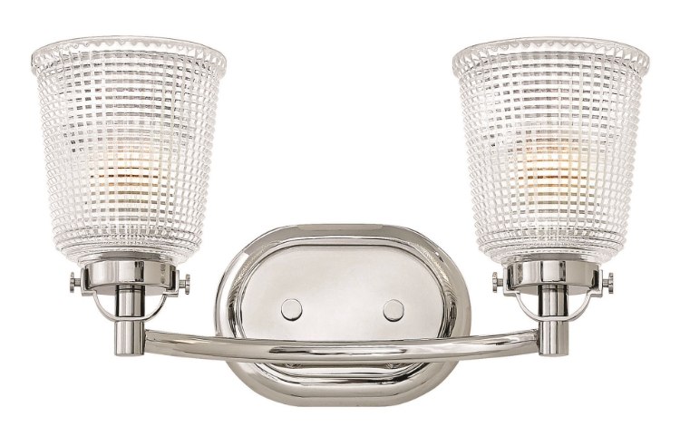 Foto para 100w Bath Bennett MED Clear Holophane Polished Nickel Bath Two Light