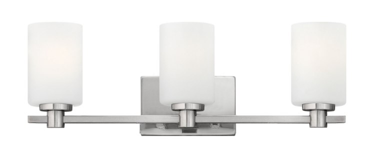 Foto para 100w Bath Karlie MED Etched Opal Brushed Nickel Bath Three Light