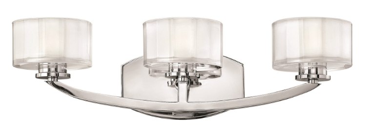 Foto para 60w Bath Meridian G-9 Thick Faceted Clear Inside Etched Chrome Bath Three Light