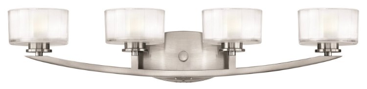 Picture of 4.5w Bath Meridian G9 LED Thick Faceted Clear Inside Etched Brushed Nickel Bath Four Light