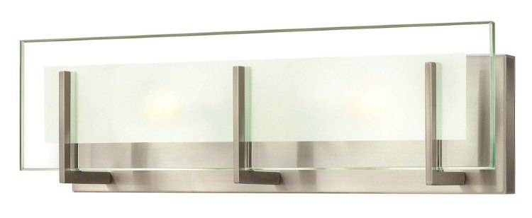 Foto para 60w Bath Latitude G-9 Clear Beveled Inside-Etched Brushed Nickel Bath Two Light