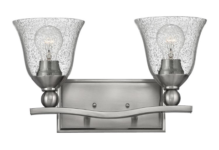 Foto para 100w Bath Bolla MED Clear Seedy Brushed Nickel Bath Two Light