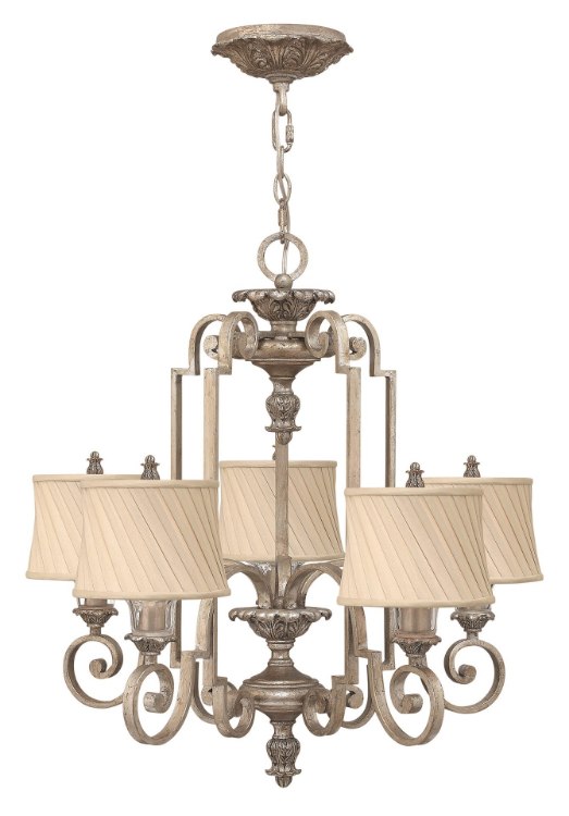 Foto para 60w Chandelier Kingsley CAND Silver Leaf* Single Tier