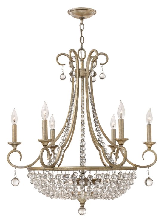 Foto para 60w Chandelier Caspia CAND Silver Leaf* Single Tier Foyer