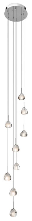 Foto para 20w Eisa Flame Polished Clear Optic Crystal Chrome G4 9 light spiral pendant