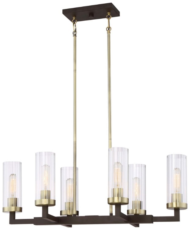 Foto para 60w SW Island Light Aged Kinston Bronze W/Brushed Clear Glass