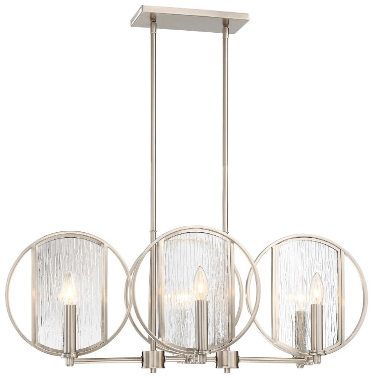 Foto para 60w SW Island Light Brushed Nickel Clear Wood Grain Water Glass