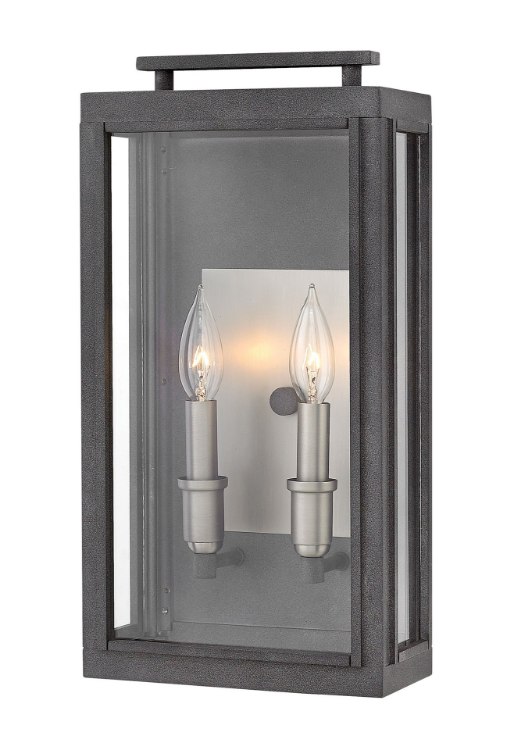 Foto para 5w Outdoor Sutcliffe CAND. LED Clear Aged Zinc Medium Wall Mount