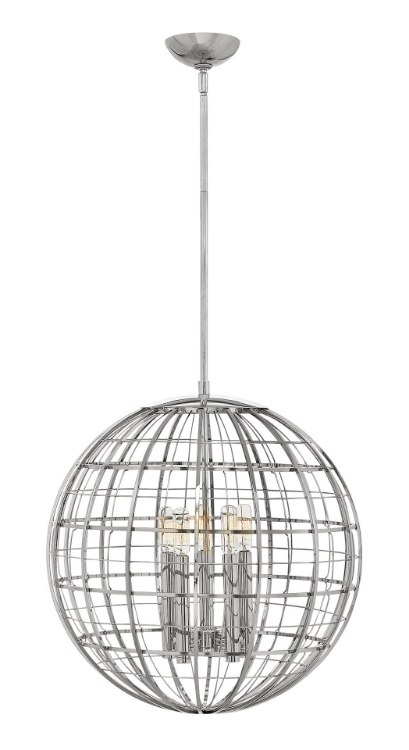Foto para 60w Chandelier Terra CAND Polished Nickel Single Tier Pendant