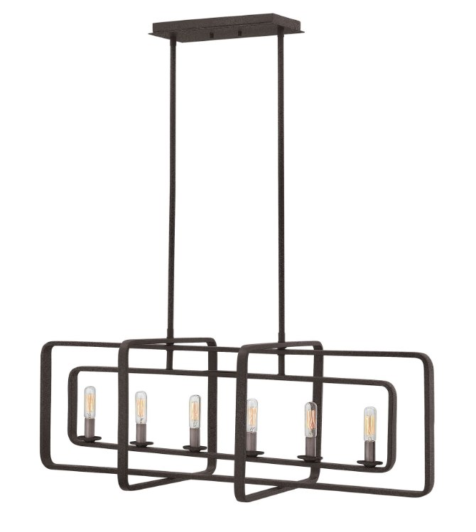Foto para 60w Chandelier Quentin CAND Aged Zinc Stem Hung Linear