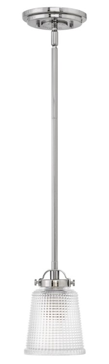 Foto para 100w Bath Bennett MED Clear Holophane Polished Nickel Bath Pendant